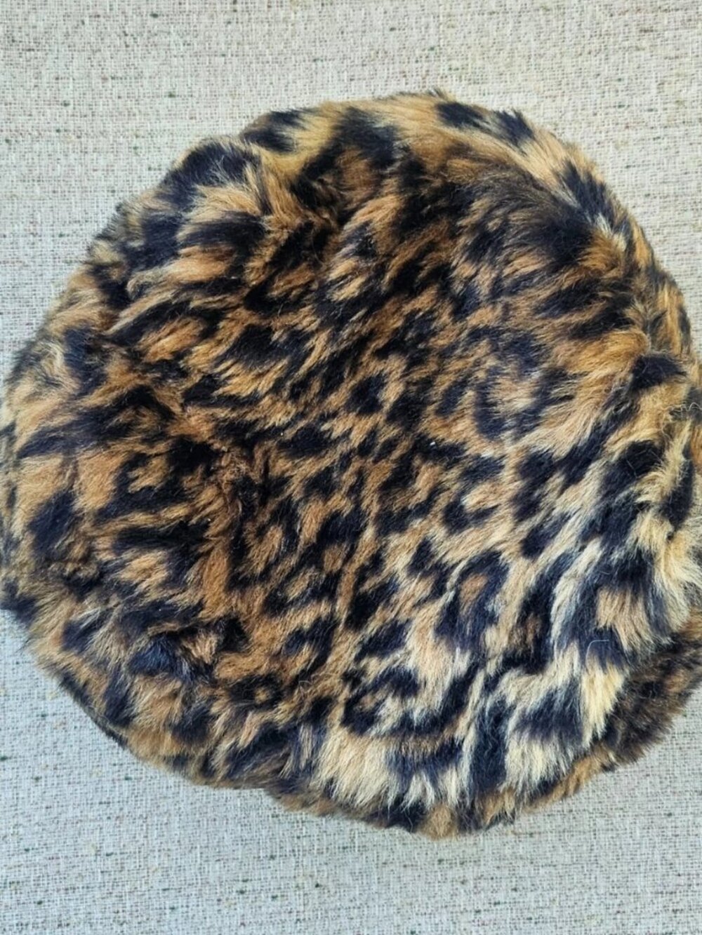 Faux Fur Hat Warm Winter Brown Leopard Print Brown Unisex Cap Round Russian Hat - Picture 7 of 11